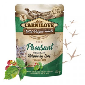 CARNILOVE CAT PHEASANT with RASPBERRY LEAF konservi kaķiem Fazāns mērcē 85g